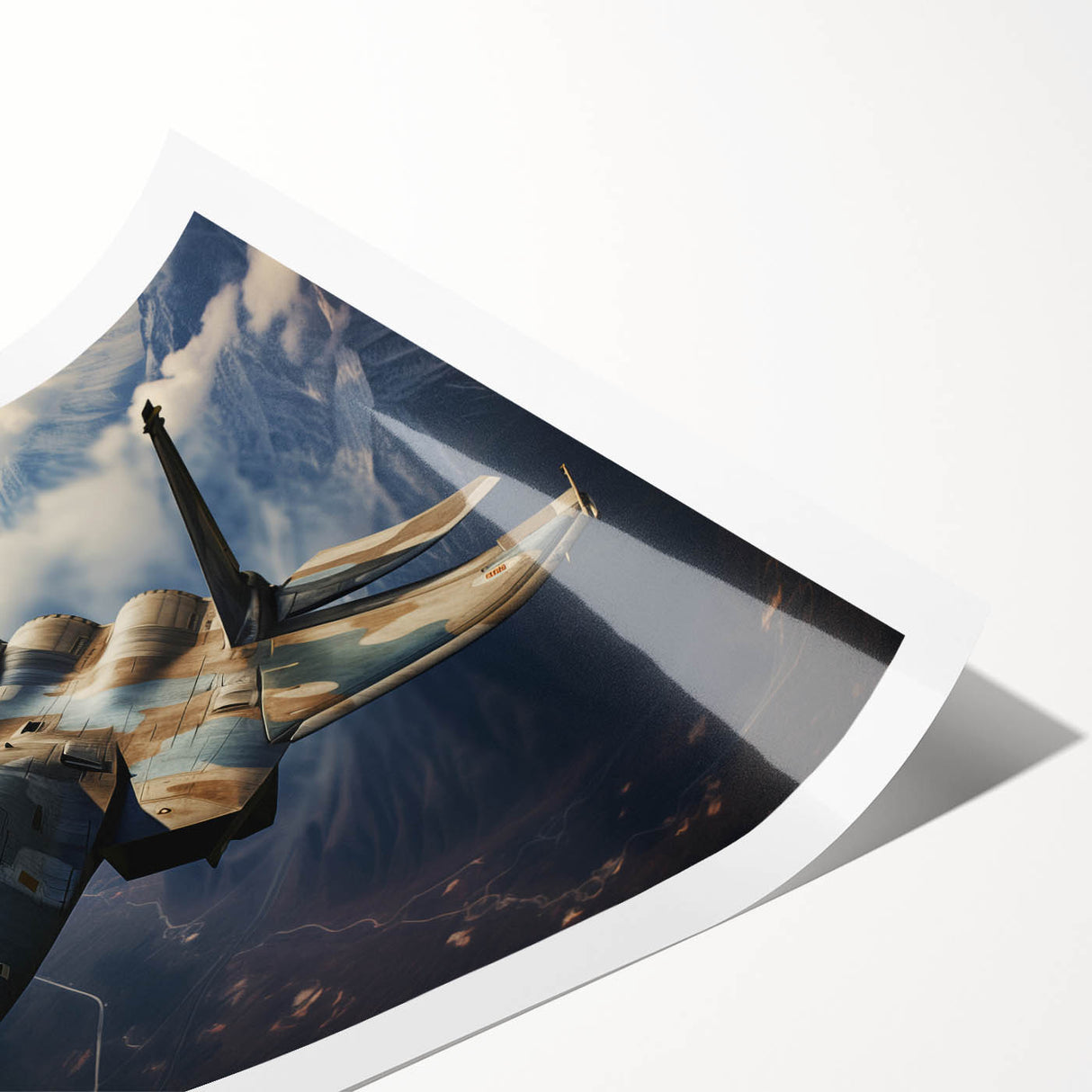 Extra large rolled print of a vintage airplane in muted sepia tones, ideal for classy bathroom wall art.