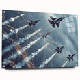 Acrylic print of a large abstract airplane design in grayscale, suitable for bedroom or dining room decor.