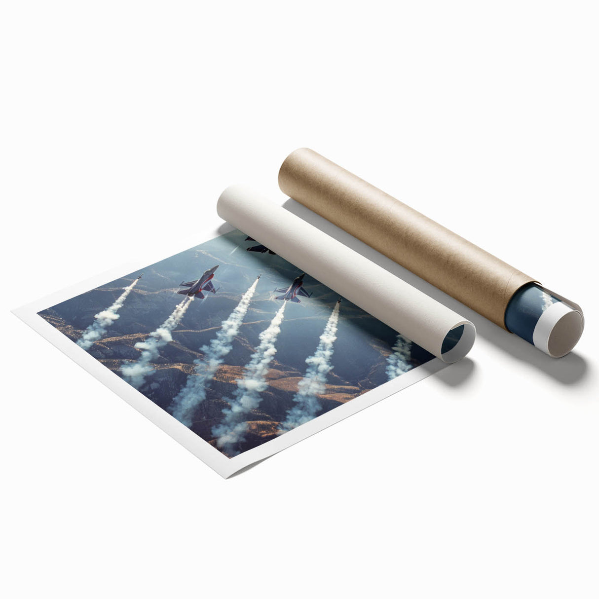 Extra large rolled print featuring a detailed floral design in soft pastel shades.