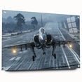 Acrylic print of a side-view airplane, in grayscale, ideal for modern bedroom or dining room decor.