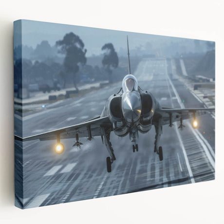 Side view of a vintage airplane in muted gray on stretched canvas, suitable for kitchen wall decor.