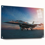 Acrylic print of a large abstract airplane design in shades of blue and gray, suitable for bedroom or dining room wall art.