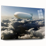 Acrylic print of a large abstract airship design in neutral gray tones, ideal for bedroom or dining room decor.