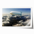Vintage airship design on a rolled print, featuring sepia tones, ideal for art wall dining room or classy bathroom decor.