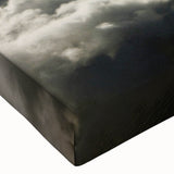 Black and white airship landscape art on stretched canvas, ideal for bedroom wall decor.