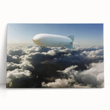 Black and white stretched canvas featuring a vintage airship design, ideal for kitchen wall art or bedroom ambiance.