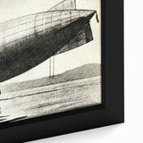 Black wall art featuring a close-up of a colorful, textured airship on a framed canvas, ideal for living room decor.