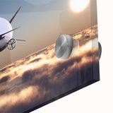 Large abstract airship design in muted earth tones on acrylic glass.