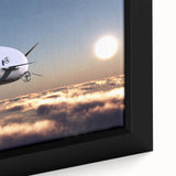 Extra large framed canvas featuring a close-up of a colorful, textured airship design on a black background.