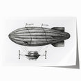 Vintage airship illustration in muted sepia tones on extra large rolled canvas, ideal for dining room wall art.