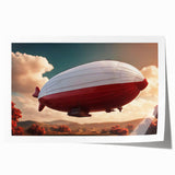 Vintage airship illustration in muted sepia tones on a rolled print, ideal for art wall dining room.