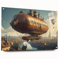 Side view of a large abstract airship design in muted gray tones on acrylic glass, suitable for bedroom or dining room decor.