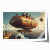 Rolled print of a vintage airship in muted sepia tones, suitable for art wall dining room or classy bathroom wall art.