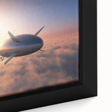 Extra large framed canvas featuring a black airship design with colorful, textured details, ideal for living room decor.