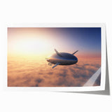 Vintage airship illustration in muted sepia tones on extra large rolled canvas, suitable for dining room decor.