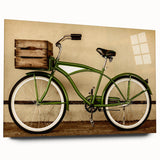 Acrylic print of a bicycle in monochrome, ideal for bedroom or dining room decor.