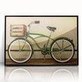 Large abstract wall art depicting a bicycle in black and white tones, framed in acrylic, ideal for modern art wall decor.