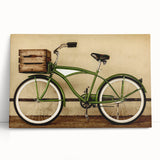 Black and white print of a vintage bicycle on stretched canvas, suitable as large kitchen or bedroom wall art.