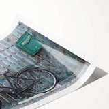 Extra large wall art featuring line art flowers and a bicycle in black and white, ideal for large living room decor.