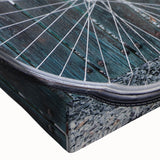 Black and white photo of a bicycle on a stretched canvas, ideal for bedroom wall art.