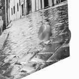 Large abstract wall art featuring a bicycle in mid-century modernist style on acrylic glass, ideal for dining room decor.