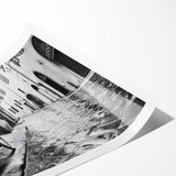 Extra large wall art featuring line art flowers on a bicycle, in black and white, ideal for large living room decor.