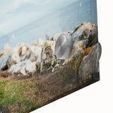 Mid-century modernist large abstract wall art featuring a bicycle, in vibrant colors on acrylic glass.