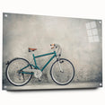 Side view of a large abstract bicycle design in muted metallic tones on acrylic glass, ideal for bedroom or dining room art.