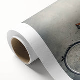 Art deco poster of a vintage bicycle in muted gold and black, rolled canvas, ideal for nursery wall art.