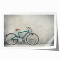 Vintage bicycle illustration on a rolled canvas with muted earth tones, ideal for art wall dining room.