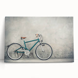 Black and white image of a vintage bicycle on large stretched canvas, suitable for kitchen wall art or bedroom decor.