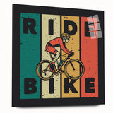 Side view of a bicycle in monochrome, acrylic print, suitable for bedroom or dining room decor.