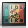 Large abstract wall art featuring a bicycle design in black and white tones on a framed acrylic.
