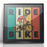 Large abstract wall art featuring a bicycle design in black and white tones on a framed acrylic.