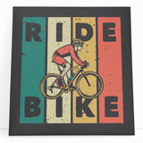 Black and white photo of a vintage bicycle on stretched canvas, ideal for kitchen wall art.