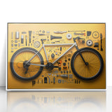 Art deco poster of a vintage bicycle in monochrome tones on white acrylic, ideal for nursery wall decor.