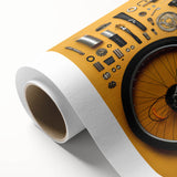 Art Deco style poster of a classic bicycle in monochrome shades, printed on rolled canvas, suitable for nursery wall art.