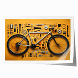 Rolled print of a vintage bicycle with floral accents in soft pastel tones, ideal for art wall dining room.