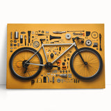 Black and white image of a vintage bicycle on a large stretched canvas, ideal for kitchen wall art or bedroom decor.