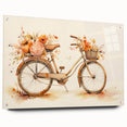 Side view of a bicycle depicted in large abstract style on acrylic glass, featuring neutral and earth tones.