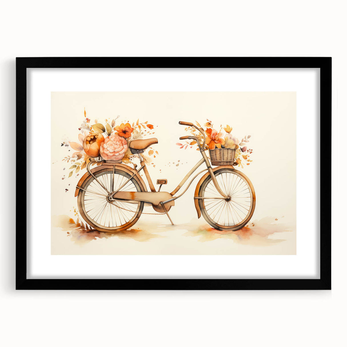 Abstract art print featuring a colorful, textured depiction of a bicycle on a large canvas, ideal for living room decor.