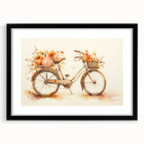 Abstract art print featuring a colorful, textured depiction of a bicycle on a large canvas, ideal for living room decor.