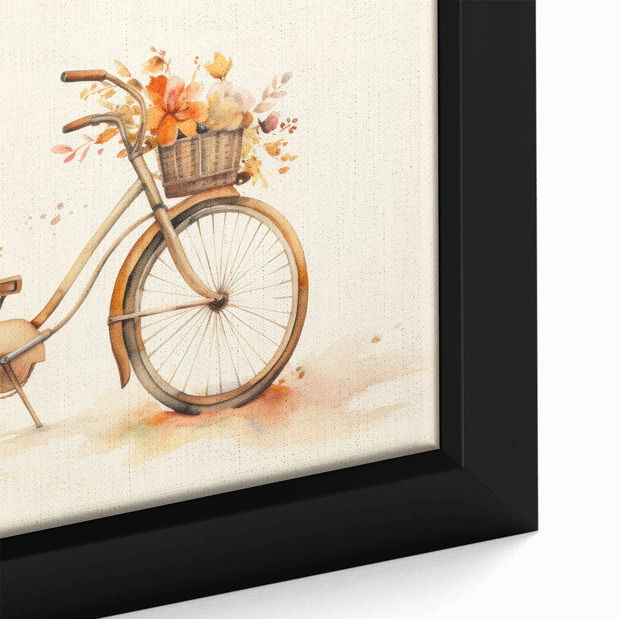 Extra large framed canvas featuring a textured depiction of a bicycle in black with colorful accents.