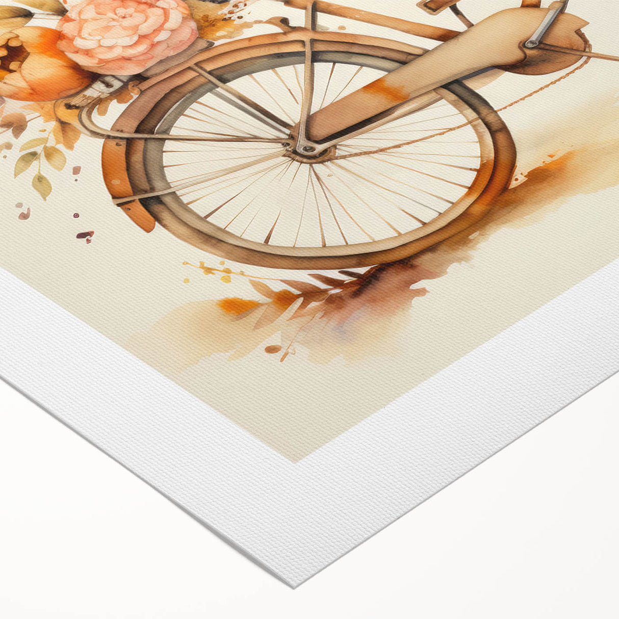 Art deco poster of a vintage bicycle in monochrome shades on rolled canvas, ideal for dining room wall art.