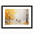 Extra large abstract art print featuring a colorful, textured depiction of bicycles, framed in black.