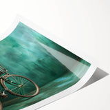 Extra large wall art featuring line art flowers on a bicycle, in monochrome shades, ideal for large living room decor.