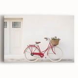 Black and white photo of a vintage bicycle on stretched canvas, suitable for kitchen or bedroom wall art.