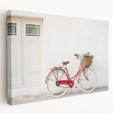 Side view of a vintage bicycle in muted earth tones on a stretched canvas, suitable for kitchen wall art.