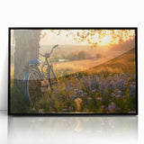 Large abstract wall art depicting a bicycle in black and white tones on a framed acrylic, ideal for modern art wall decor.