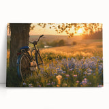 Black and white photo of a vintage bicycle on stretched canvas, suited for kitchen wall art.